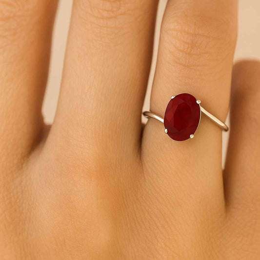 Classic Sterling Silver Hessonite Garnet Stone Ring for Women