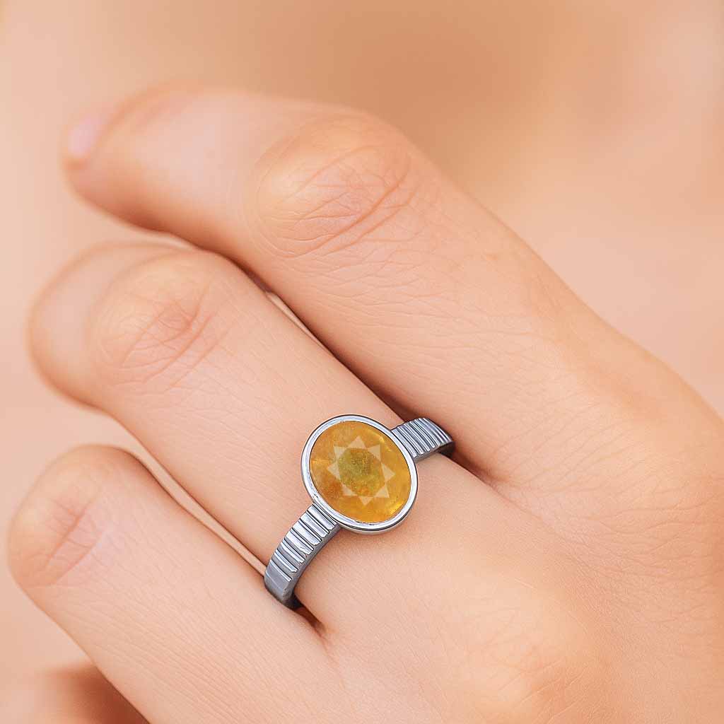 Timeless Sterling Silver Yellow Sapphire Stone Ring for Women