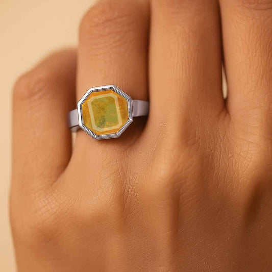 Luxury Heritage Sterling Silver Women's Yellow Sapphire Ring