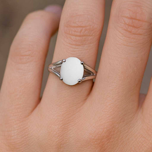 Modern 925 Sterling Silver Women's Opal Stone Ring