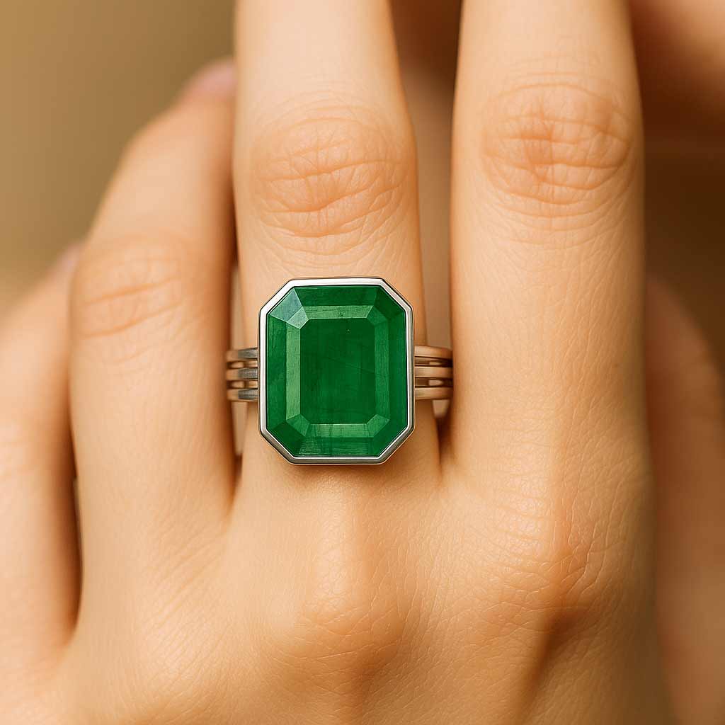 Vintage 925 Sterling Silver Women’s Emerald Stone Ring