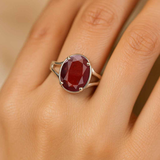 Royal 925 Sterling Silver Hessonite Garnet Ring for Women