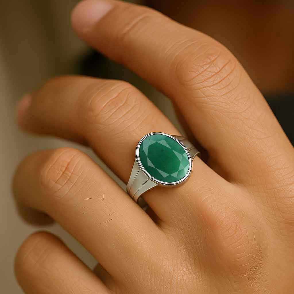 Handmade Authentic Sterling Silver Emerald Ring For Men