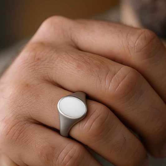 Premium Sterling Silver Natural Opal Ring for Him