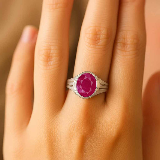 Royal Collection Sterling Silver Women’s Ruby Stone Ring