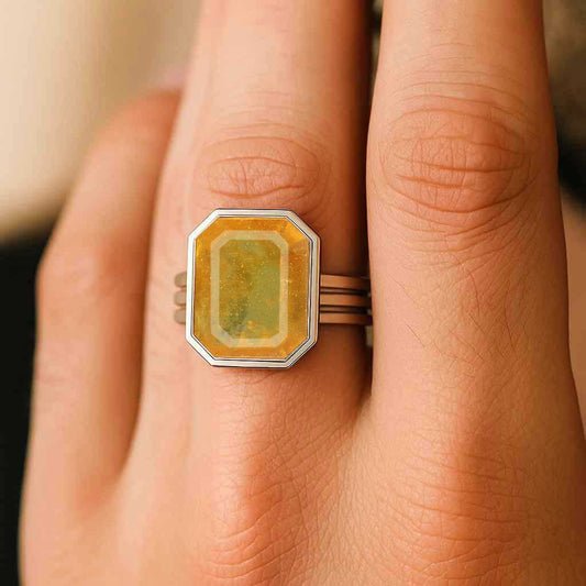 Vintage Sterling Silver Men’s Yellow Sapphire Ring