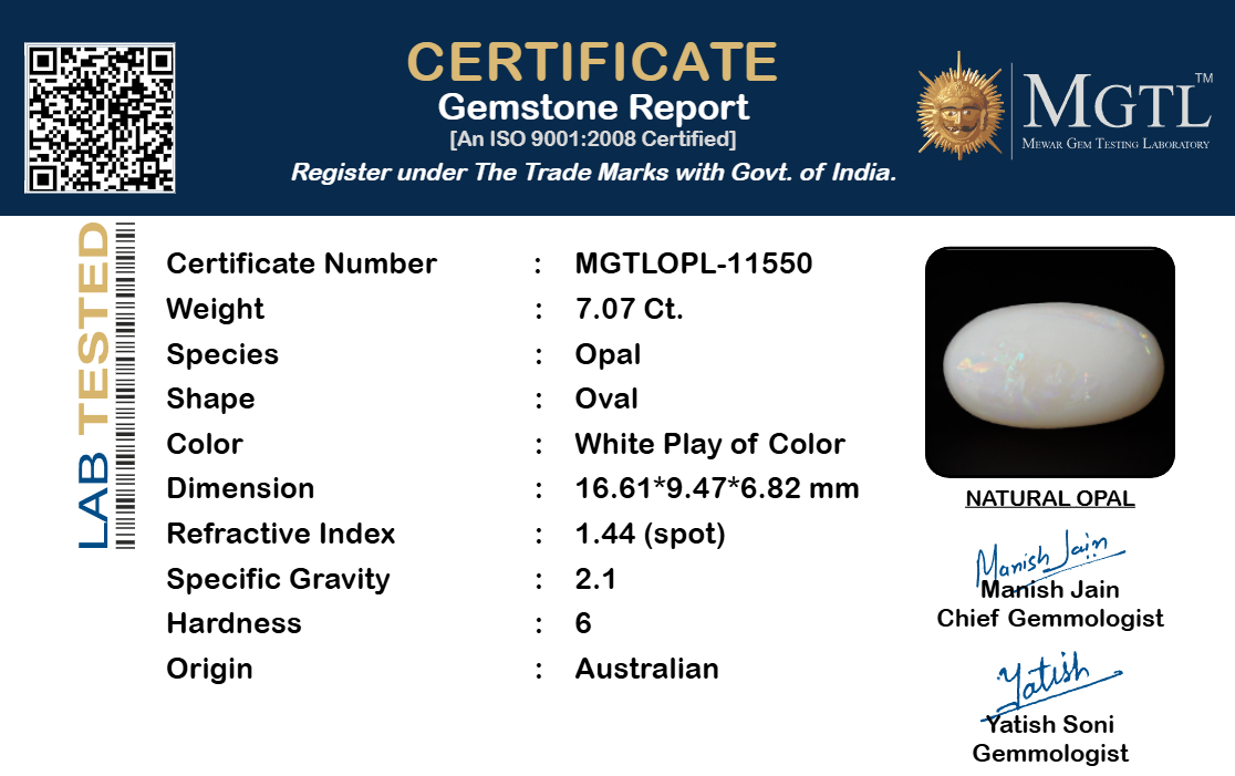 White Opal - 7.07 Carat