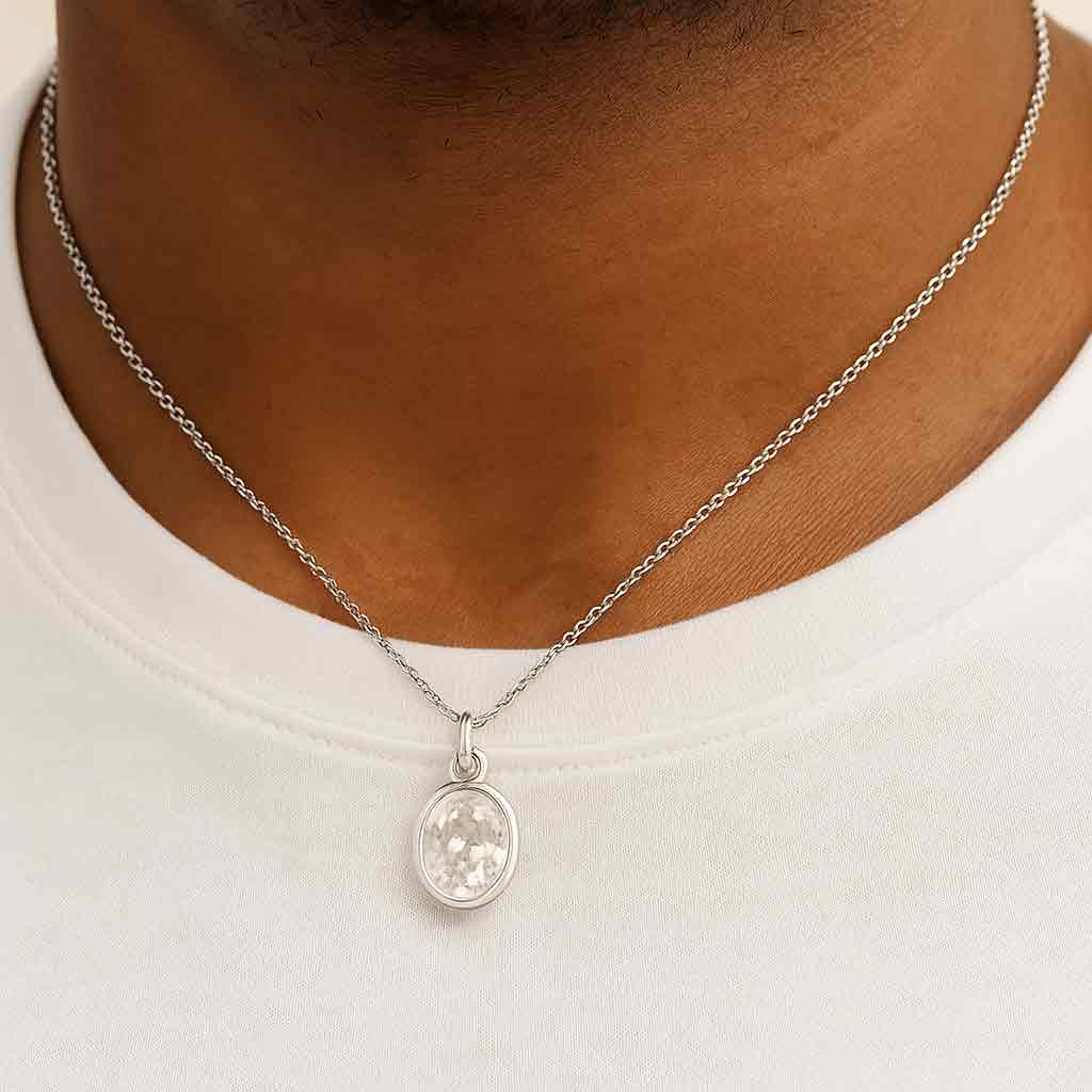 Premium Handcrafted Zircon Gemstone Pendant in Pure Silver