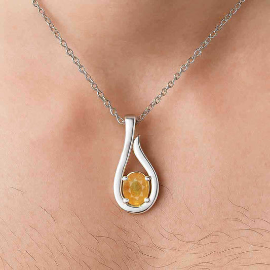 Pure Sterling Silver Yellow Sapphire Gemstone Pendant