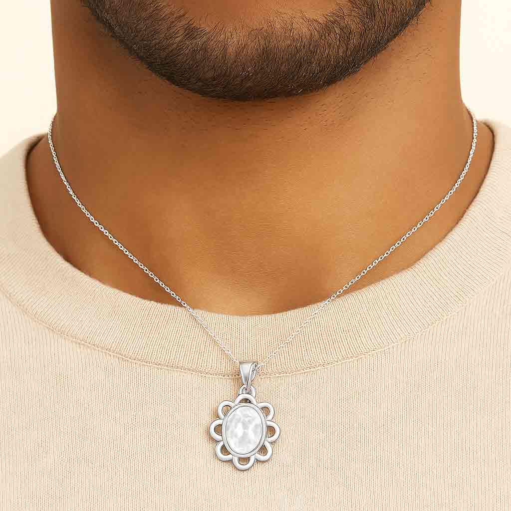 Modern Pure Sterling Silver Zircon Stone Pendant