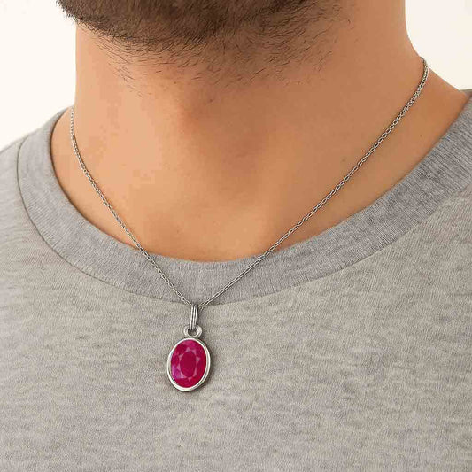 Premium Handcrafted Sterling Silver Ruby Stone Pendant