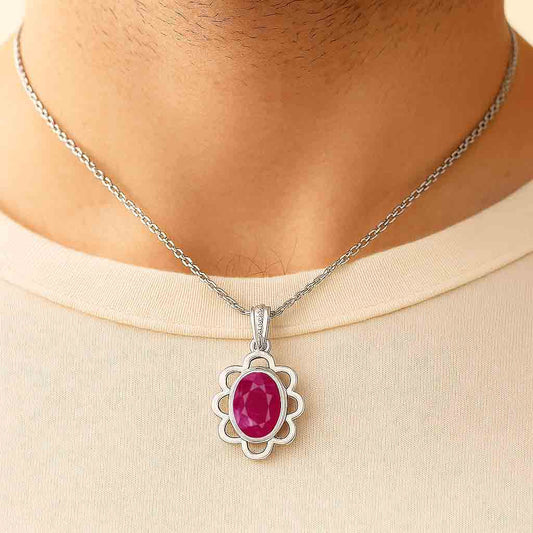 Classic Sterling Silver Ruby Gemstone Pendant