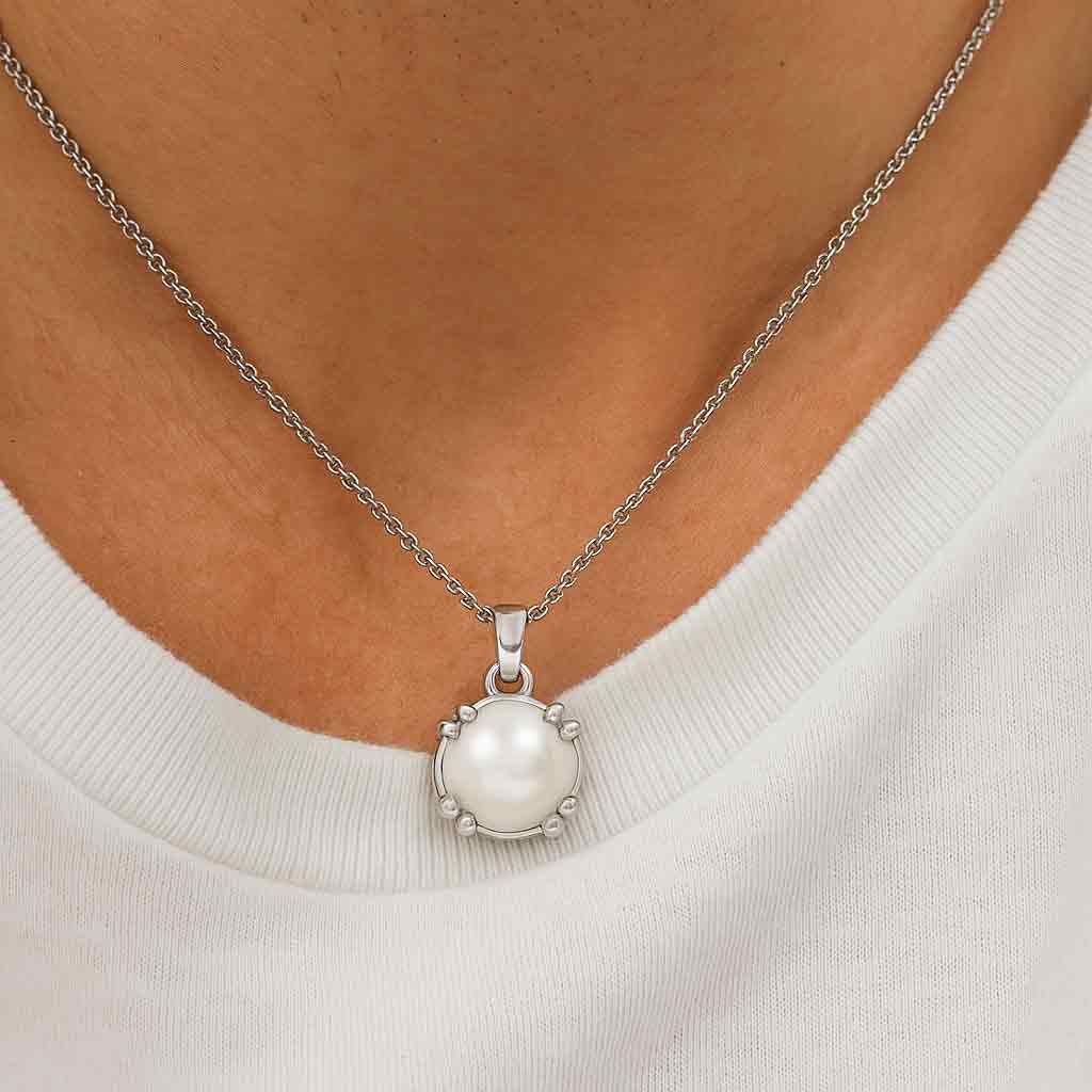 Modern 925 Sterling Silver Pearl Gemstone Pendant