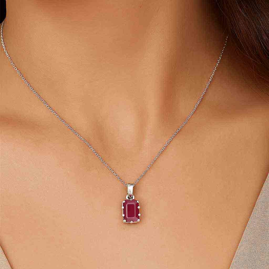 Vintage Style Ruby Pendant in Sterling Silver