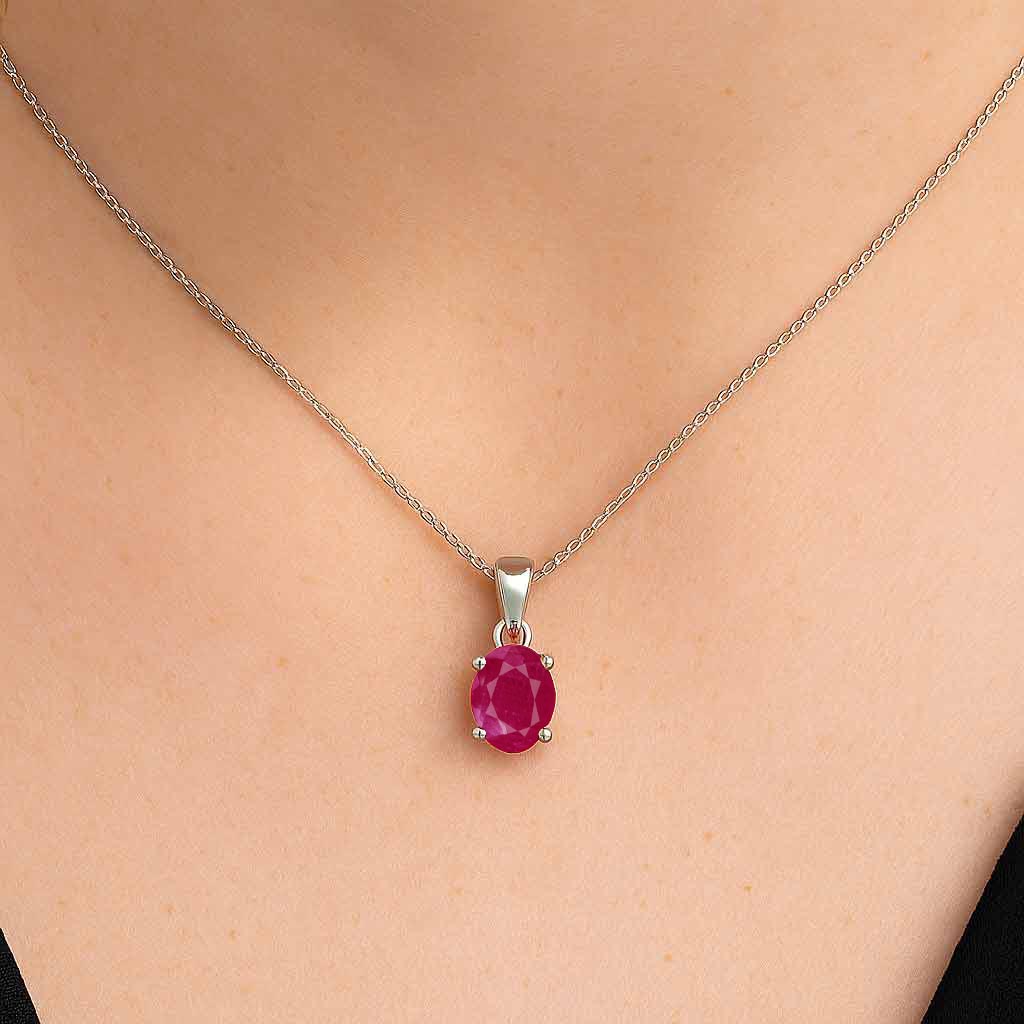 Luxury Designer Ruby Stone Pendant in Pure Silver