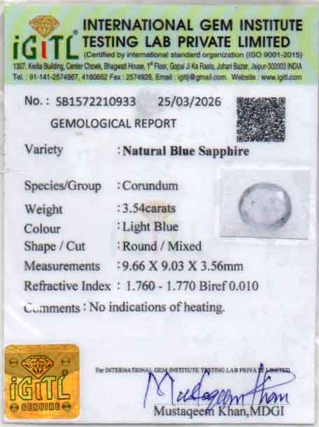 Blue Sapphire (Neelam) Gemstone - 3.54 Carats