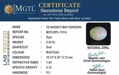 Opal - 2.24 Carats (Dudhiya Pathar - 2.46 Ratti)