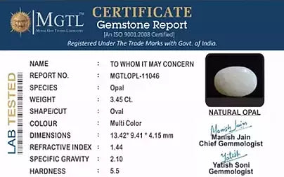 Opal - 3.45 Carats (Dudhiya Pathar - 3.79 Ratti)
