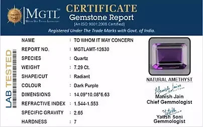 Amethyst - 7.29 Carats (Jamunia - 7.95 Ratti)
