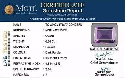 Amethyst - 6.63 Carats (Jamunia - 7.23 Ratti)