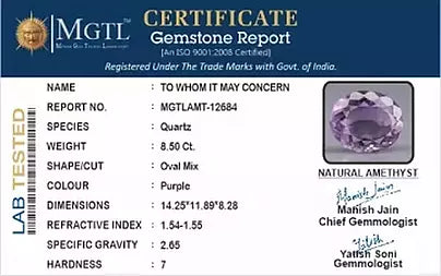 Amethyst - 8.50 Carats (Jamunia - 9.27 Ratti)