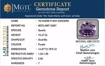 Amethyst - 10.47 Carats (Jamunia - 11.41 Ratti)