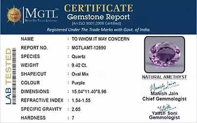 Amethyst - 9.42 Carats (Jamunia - 10.27 Ratti)