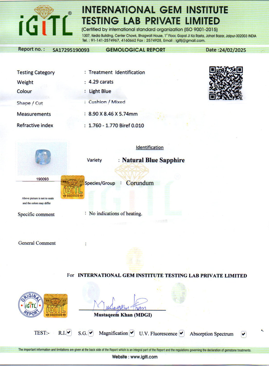 Blue Sapphire (Neelam) - 4.27 Carats