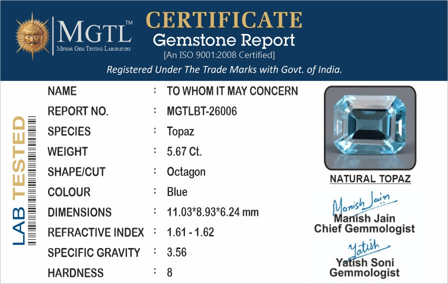 Blue Topaz - 5.67 Carats