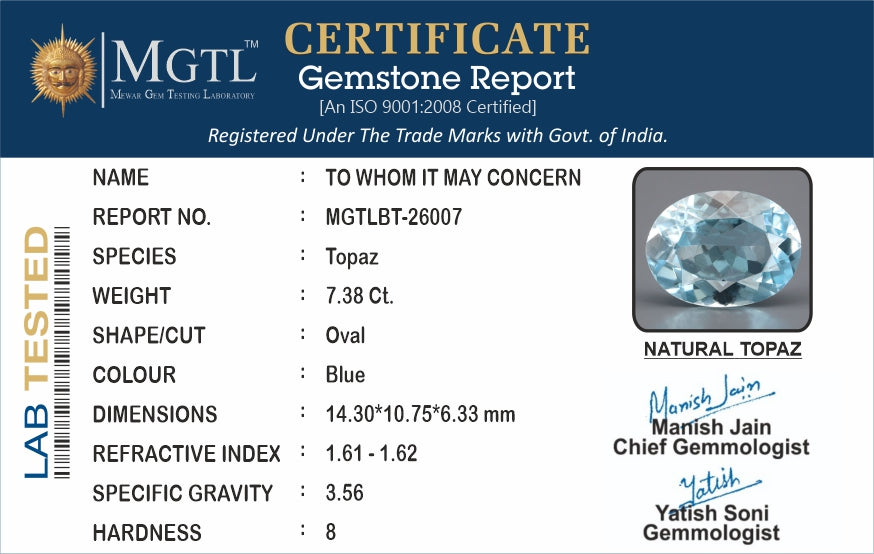 Blue Topaz - 7.38 Carats