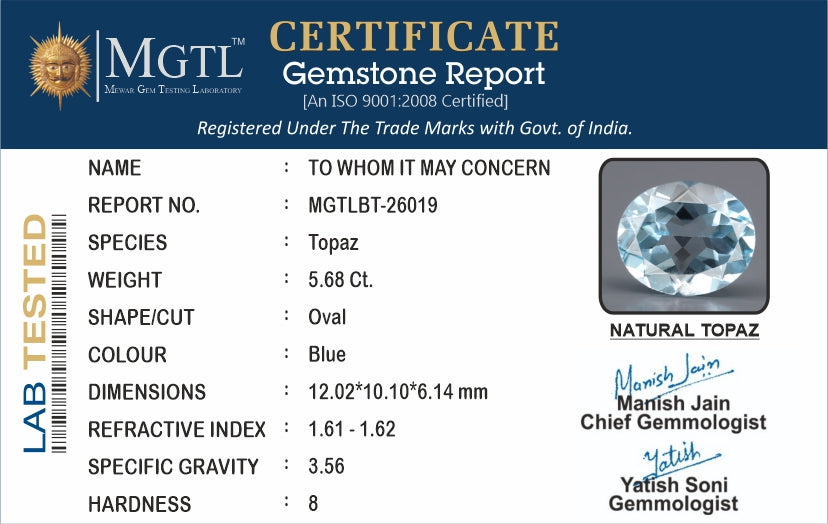 Blue Topaz - 5.68 Carats