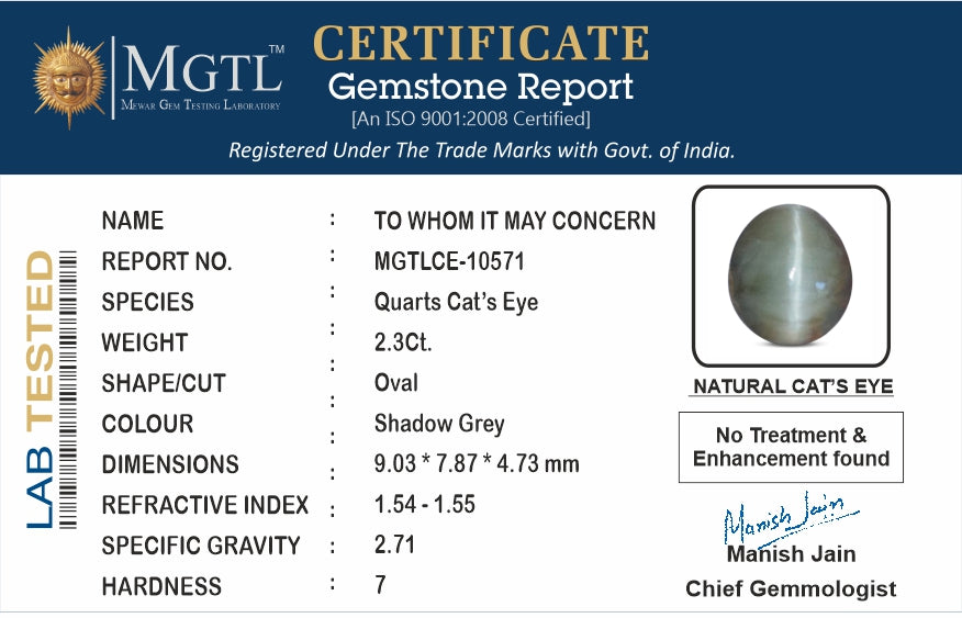 Cats Eye (Lehsunia) - 2.30 Carats
