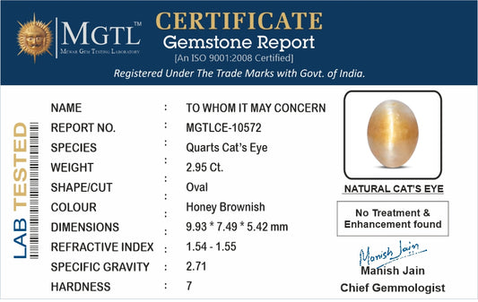 Cats Eye (Lehsunia) - 2.95 Carats