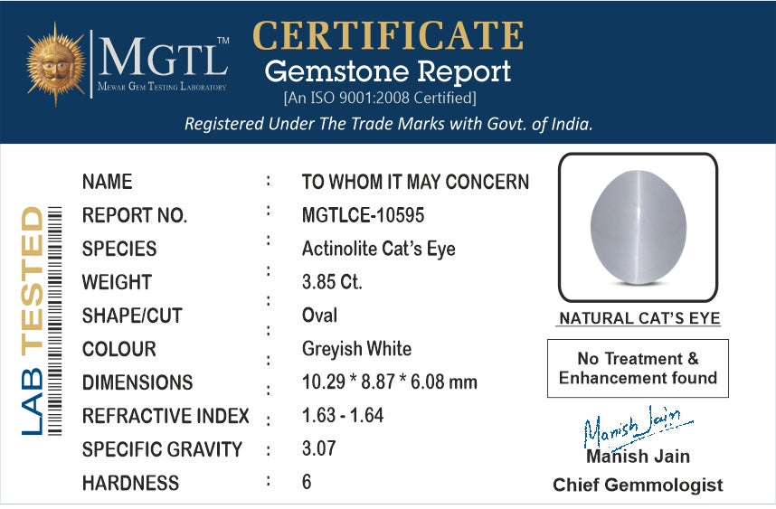 Cats Eye (Lehsunia) - 3.85 Carats