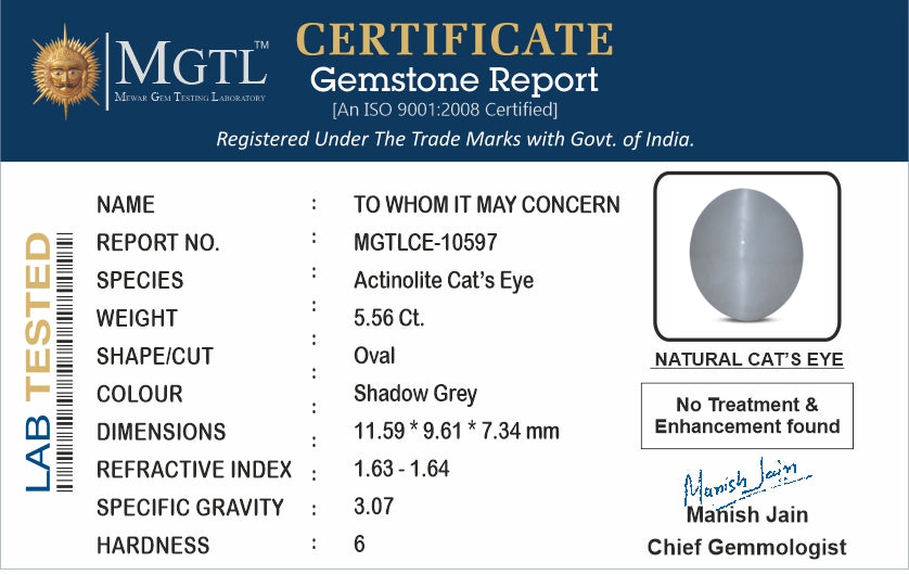 Cats Eye (Lehsunia) - 5.56 Carats