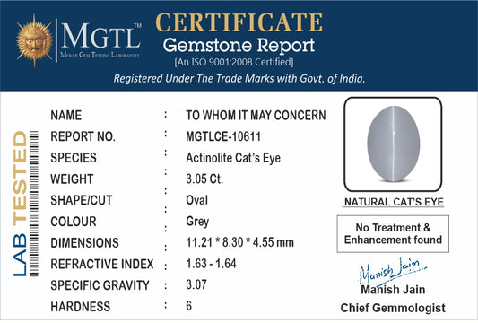 Cats Eye (Lehsunia) - 3.05 Carats