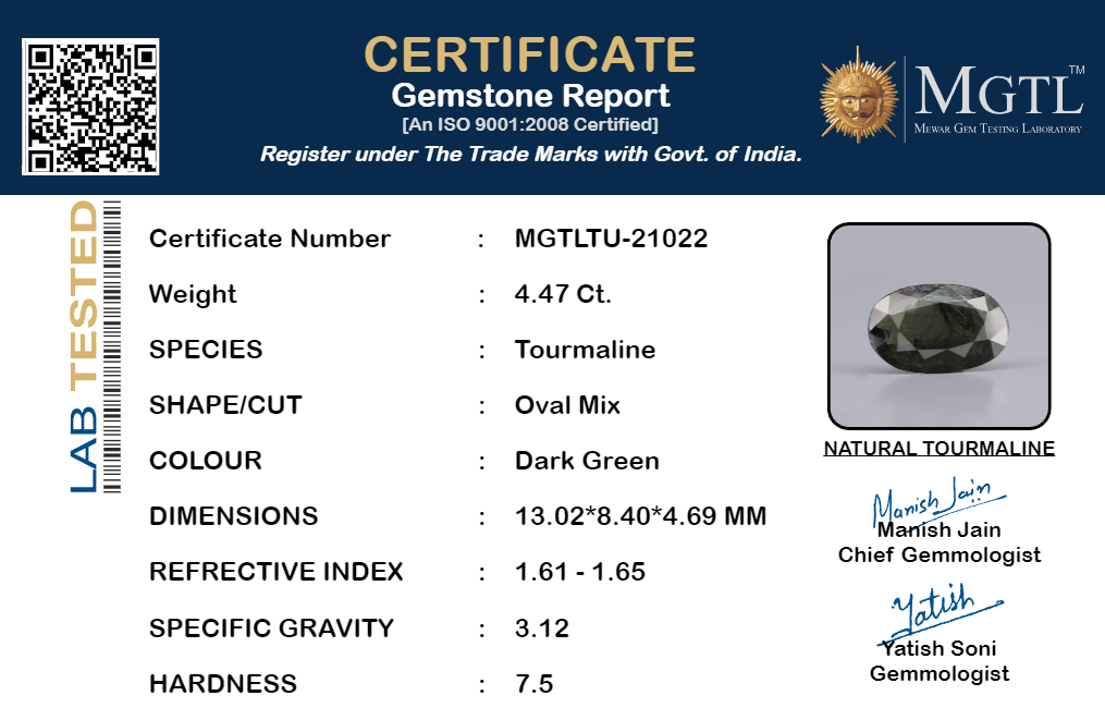Dark Green Tourmaline - 4.47 Carats