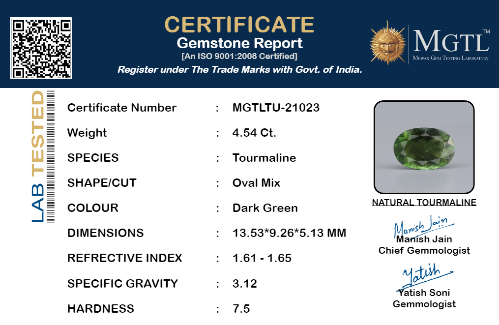 Dark Green Tourmaline - 4.54 Carats