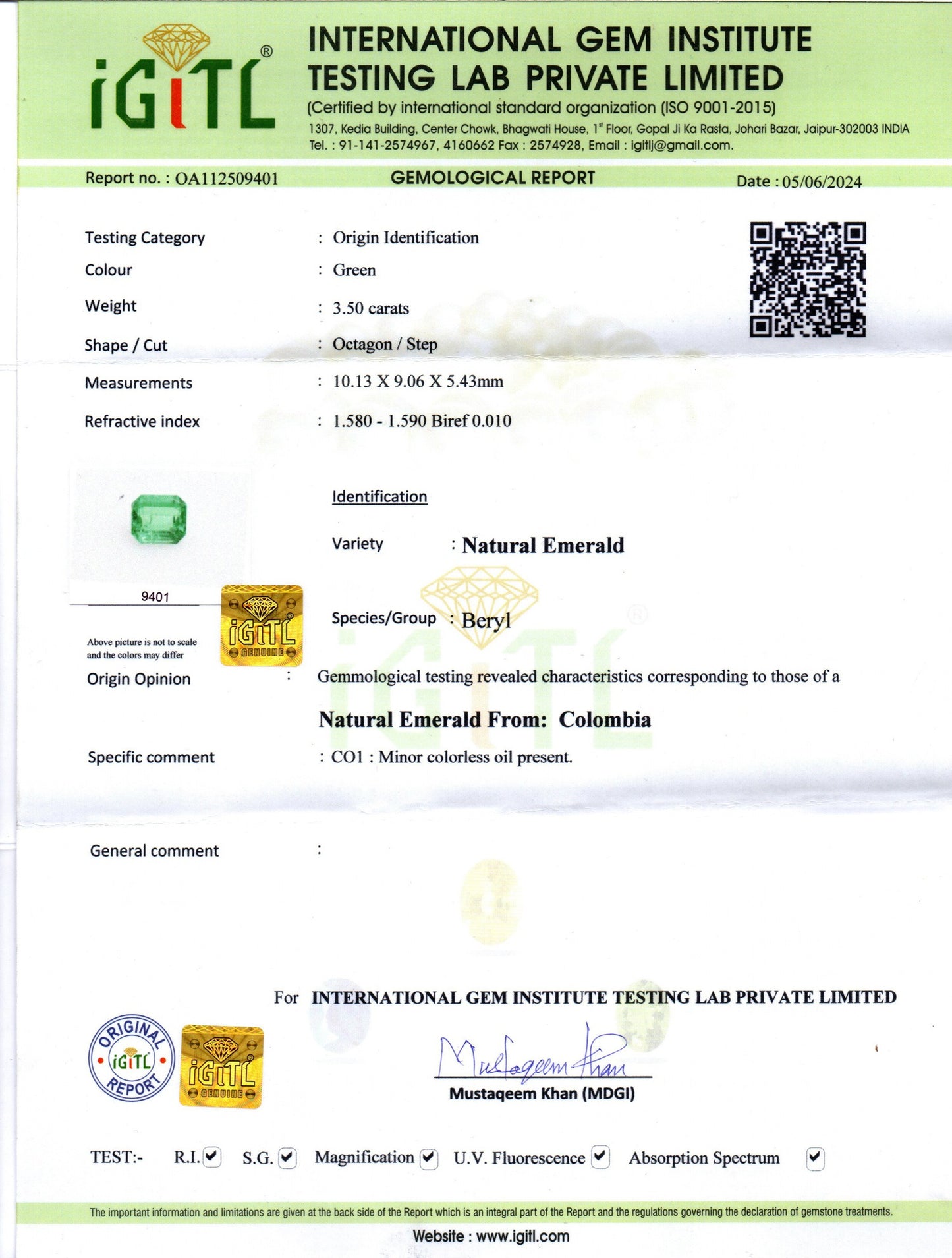 Emerald - 3.5 Carats (Panna - 3.82 Ratti)
