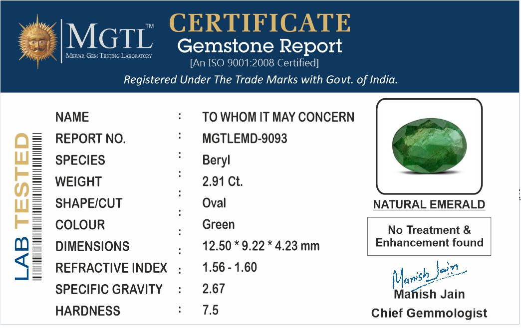 Emerald (Panna) - 2.91 Carats
