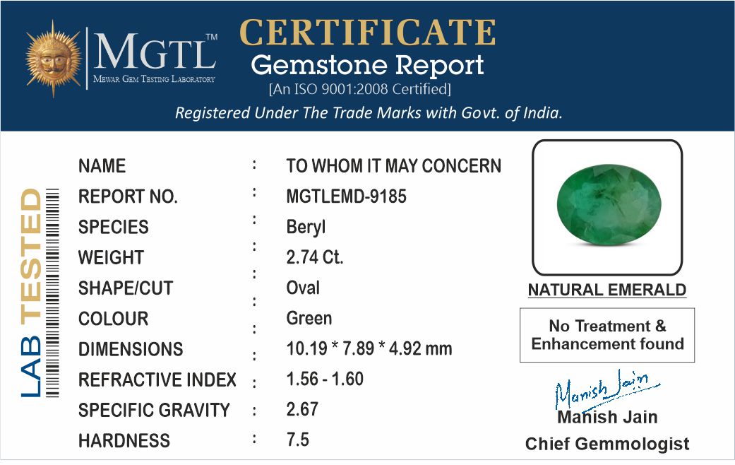 Emerald (Panna) - 2.74 Carats