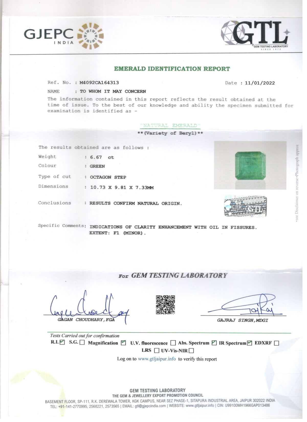Emerald (Panna) - 6.67 Carats