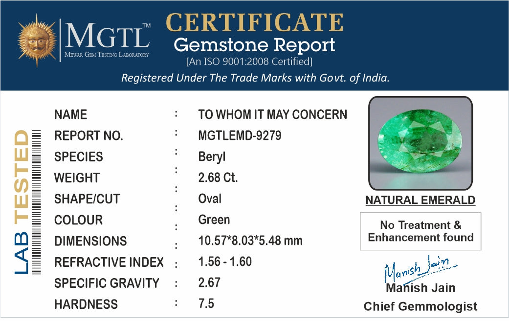 Emerald (Panna) - 2.68 Carats