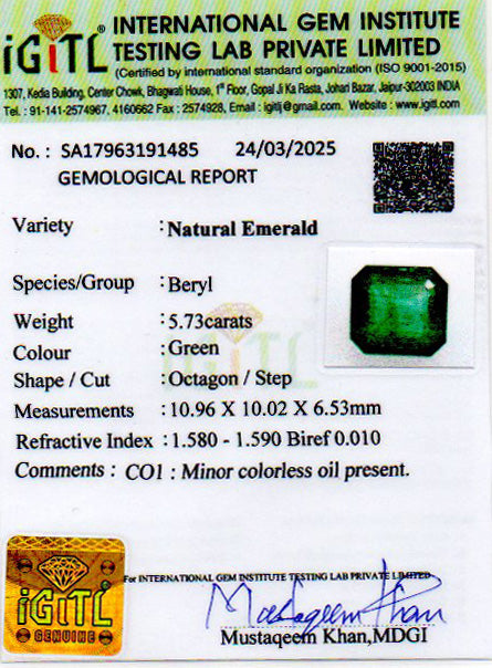 Emerald (Panna) - 5.73 Carats