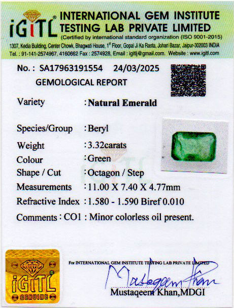 Emerald (Panna) - 3.32 Carats
