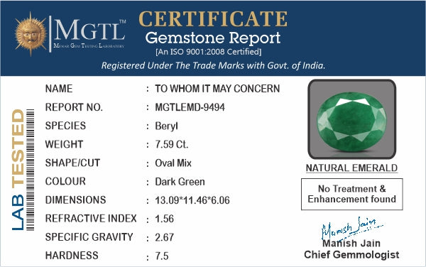 Emerald (Panna) - 7.59 Carats