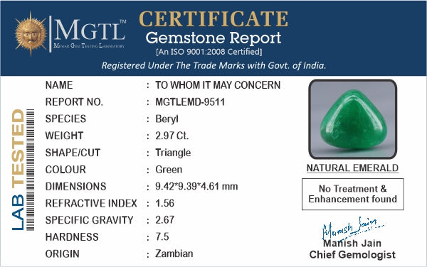 Emerald (Panna) - 2.97 Carats