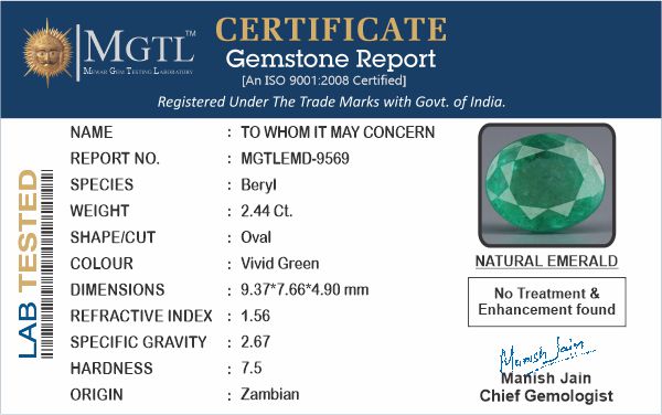 Emerald (Panna) - 2.44 Carats