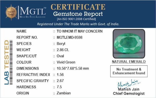 Emerald (Panna) - 2.86 Carats