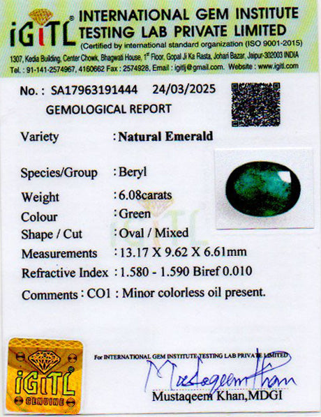Emerald (Panna) - 6.08 Carats